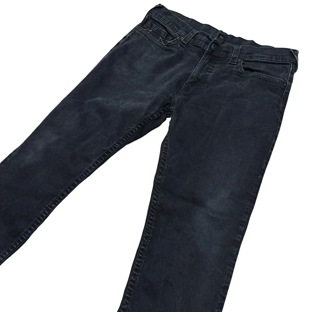 True Religion Men's Geno Relaxed Slim Jeans Faded Black Size 36 x 33